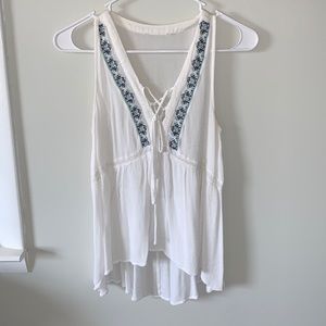White Flowy Tank